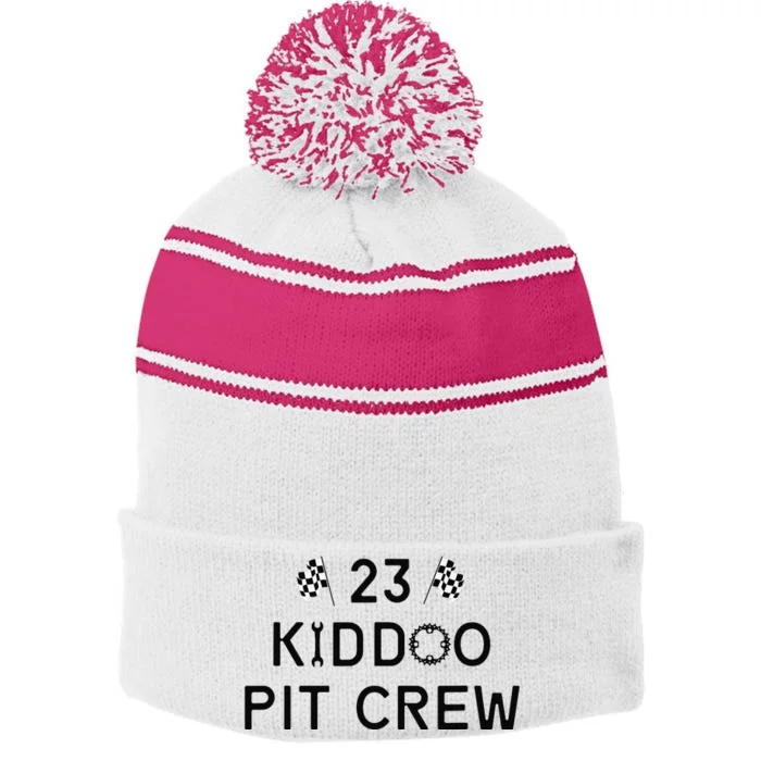 Kiddoo Pit Crew Stripe Pom Pom Beanie