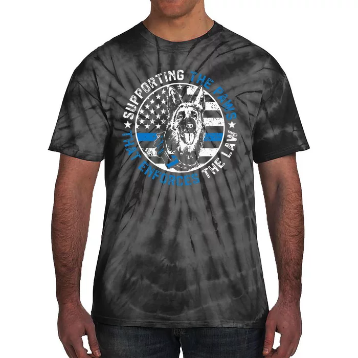 K9 Police Dog Funny Supporting The Paws K9 Police Officer Tie-Dye T-Shirt