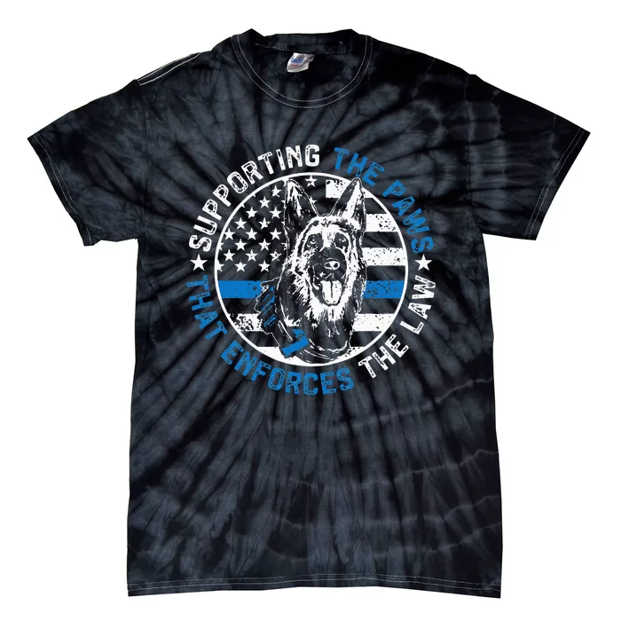 K9 Police Dog Funny Supporting The Paws K9 Police Officer Tie-Dye T-Shirt