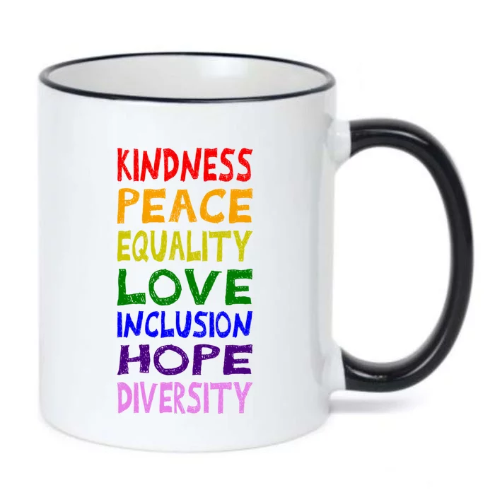 Kindness Peace Equality Love Inclusion Hope Diversity Gift Black Color Changing Mug