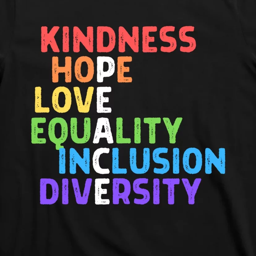 Kindness Peace Equality Inclusion Diversity Human Rights Funny Gift T-Shirt