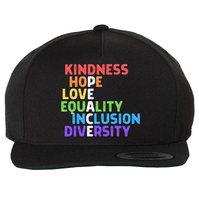 Kindness Peace Equality Inclusion Diversity Human Rights Funny Gift Wool Snapback Cap