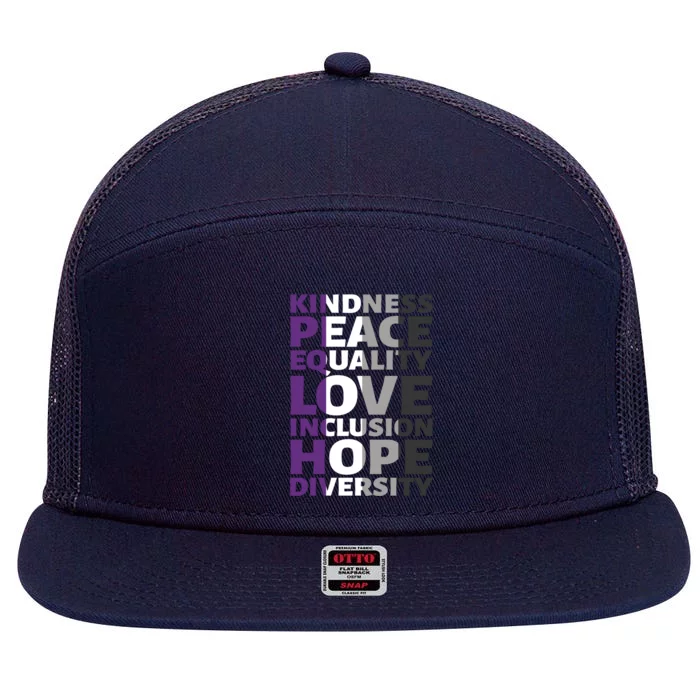 Kindness Peace Equality Love Wins A Sexual Lgbtq Asexuality Gift 7 Panel Mesh Trucker Snapback Hat