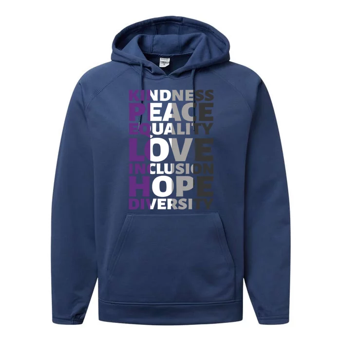 Kindness Peace Equality Love Wins A Sexual Lgbtq Asexuality Gift Performance Fleece Hoodie