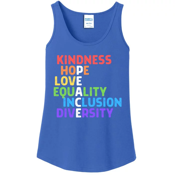 Kindness Peace Equality Inclusion Diversity Hu Rights Gift Ladies Essential Tank