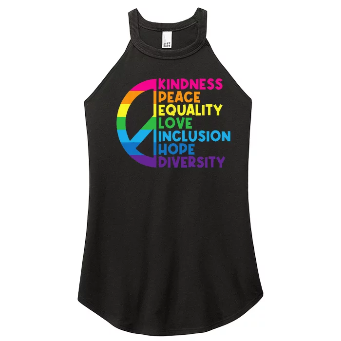 Kindness Peace Equality Love Inclusion Hope Diversity Women’s Perfect Tri Rocker Tank