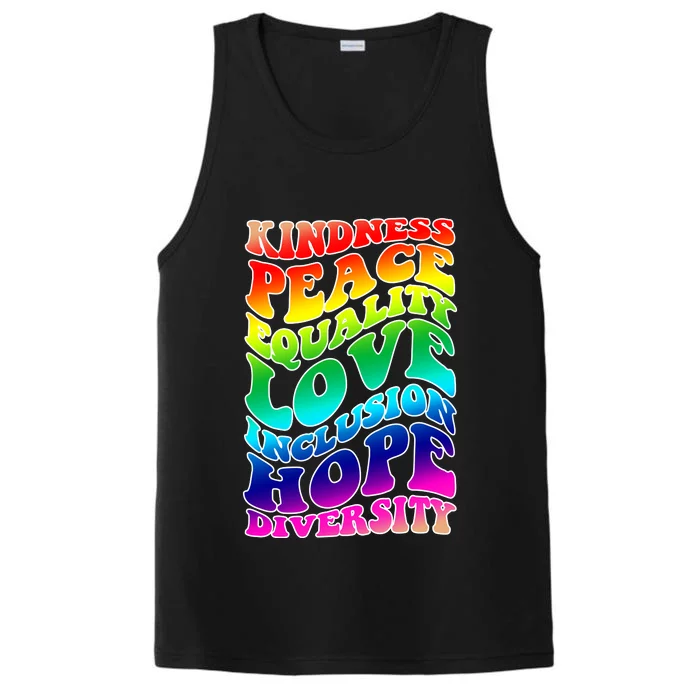 Kindness Peace Equality Love Inclusion Hope Diversity Performance Tank