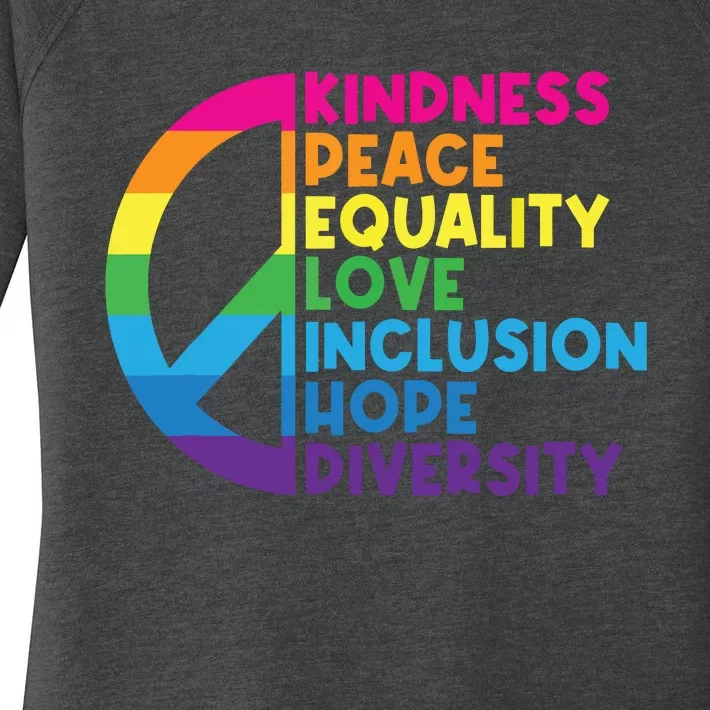 Kindness Peace Equality Love Inclusion Hope Diversity Women's Perfect Tri Tunic Long Sleeve Shirt