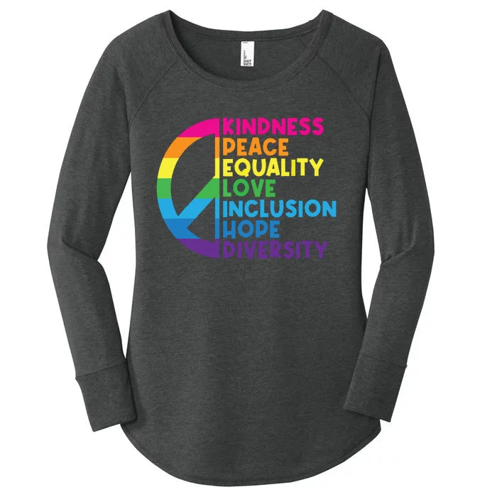 Kindness Peace Equality Love Inclusion Hope Diversity Women's Perfect Tri Tunic Long Sleeve Shirt