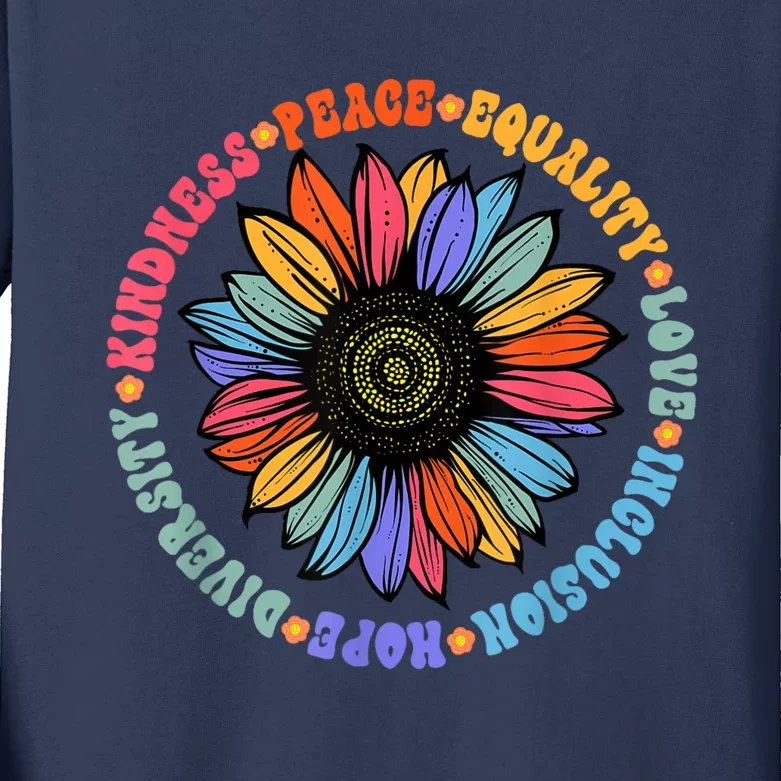 Kindness Peace Equality Love Hope Diversity Human Rights Kids Long Sleeve Shirt