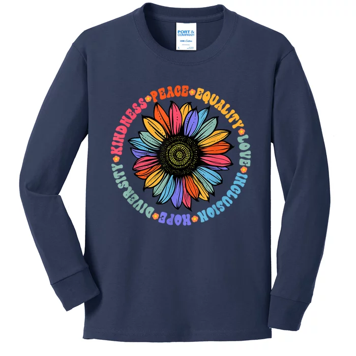 Kindness Peace Equality Love Hope Diversity Human Rights Kids Long Sleeve Shirt