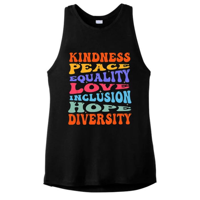 Kindness Peace Equality Love Inclusion Hope Diversity Ladies Tri-Blend Wicking Tank