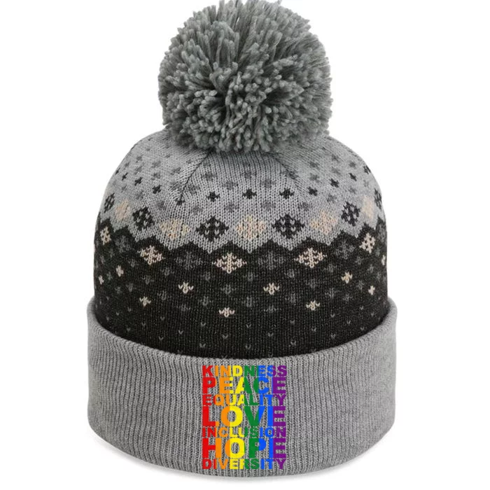 Kindness Peace Equality Love Quote The Baniff Cuffed Pom Beanie