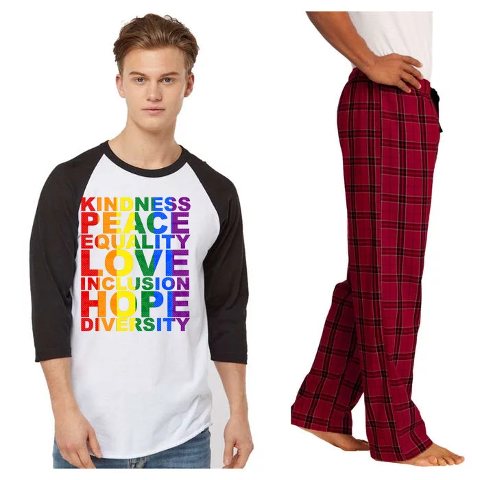 Kindness Peace Equality Love Quote Raglan Sleeve Pajama Set