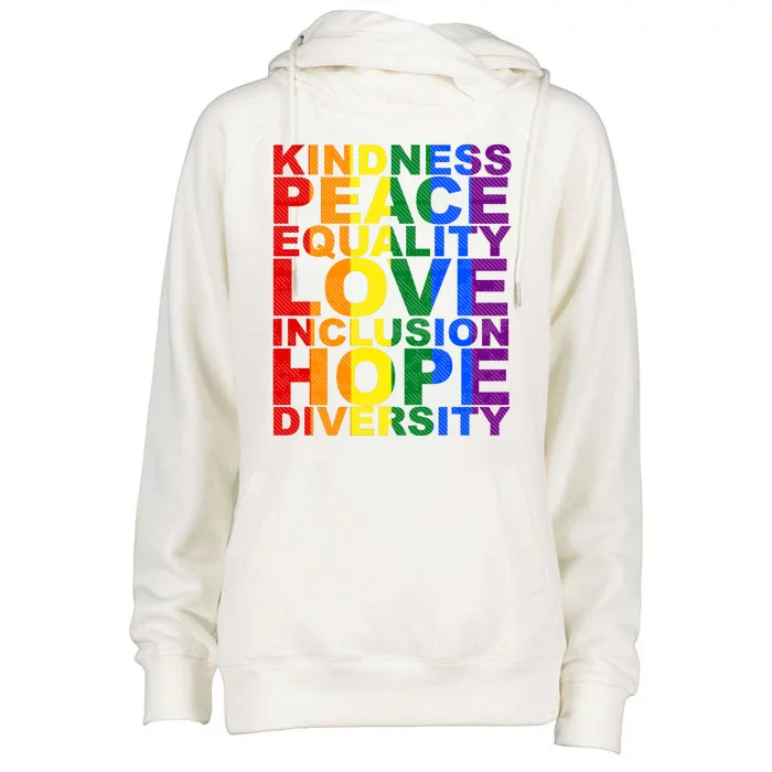 Kindness Peace Equality Love Quote Womens Funnel Neck Pullover Hood