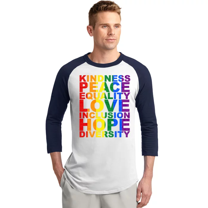 Kindness Peace Equality Love Quote Baseball Sleeve Shirt