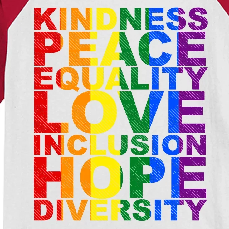 Kindness Peace Equality Love Quote Kids Colorblock Raglan Jersey