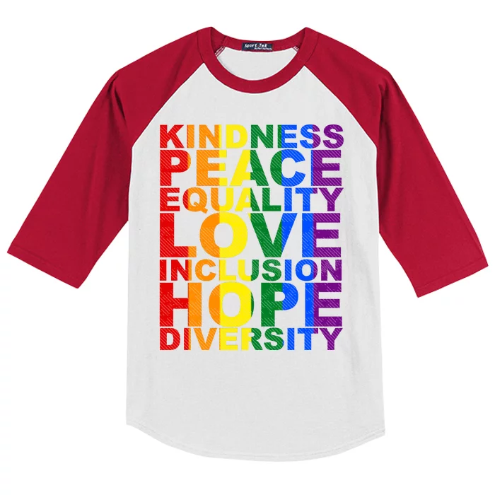 Kindness Peace Equality Love Quote Kids Colorblock Raglan Jersey