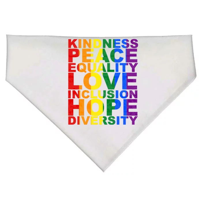 Kindness Peace Equality Love Quote USA-Made Doggie Bandana