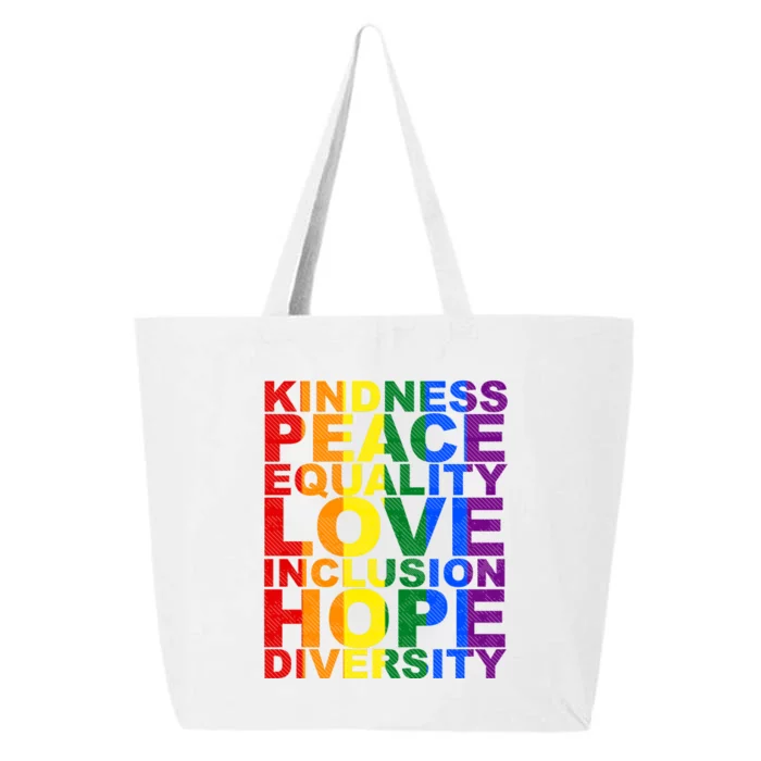 Kindness Peace Equality Love Quote 25L Jumbo Tote