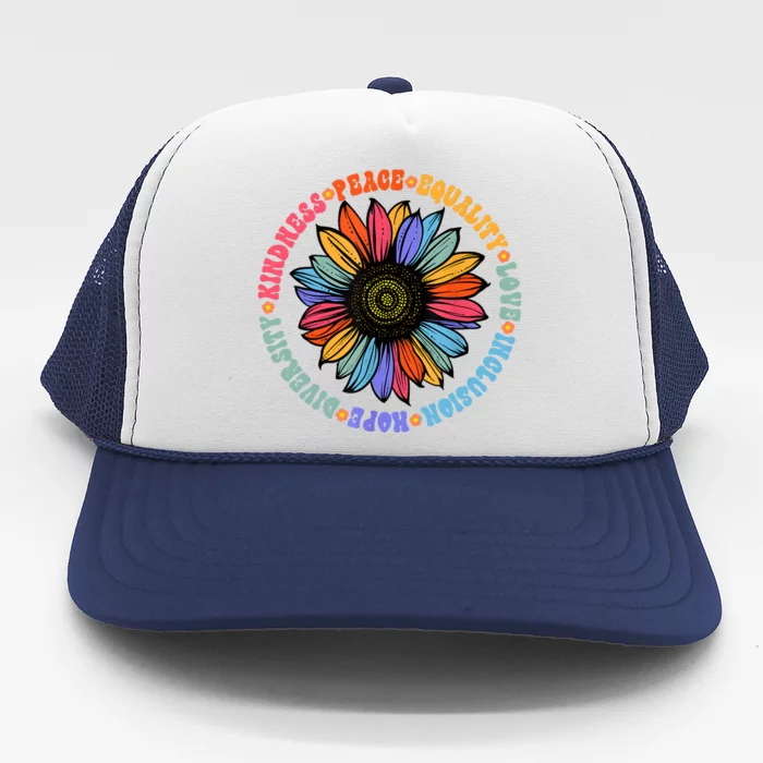 Kindness Peace Equality Love Hope Diversity Human Rights Trucker Hat