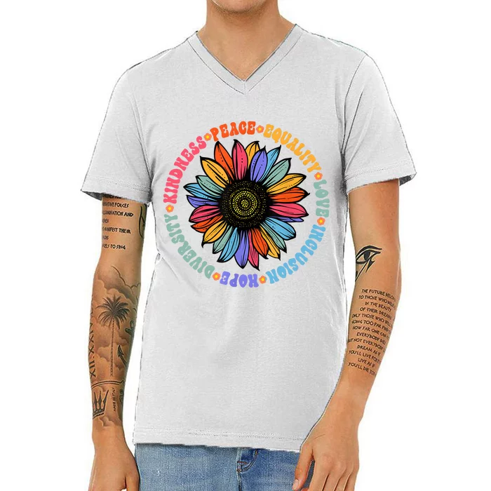 Kindness Peace Equality Love Hope Diversity Human Rights V-Neck T-Shirt