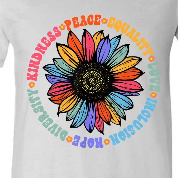 Kindness Peace Equality Love Hope Diversity Human Rights V-Neck T-Shirt