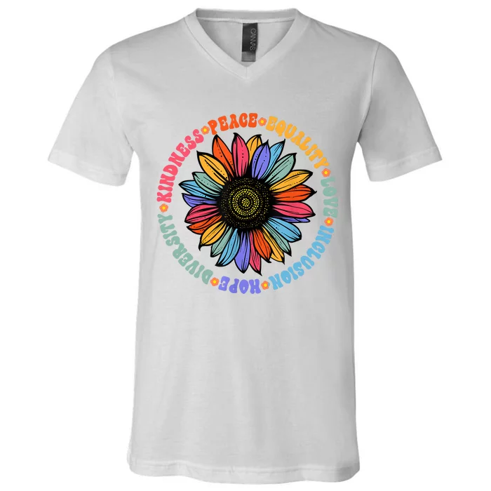 Kindness Peace Equality Love Hope Diversity Human Rights V-Neck T-Shirt