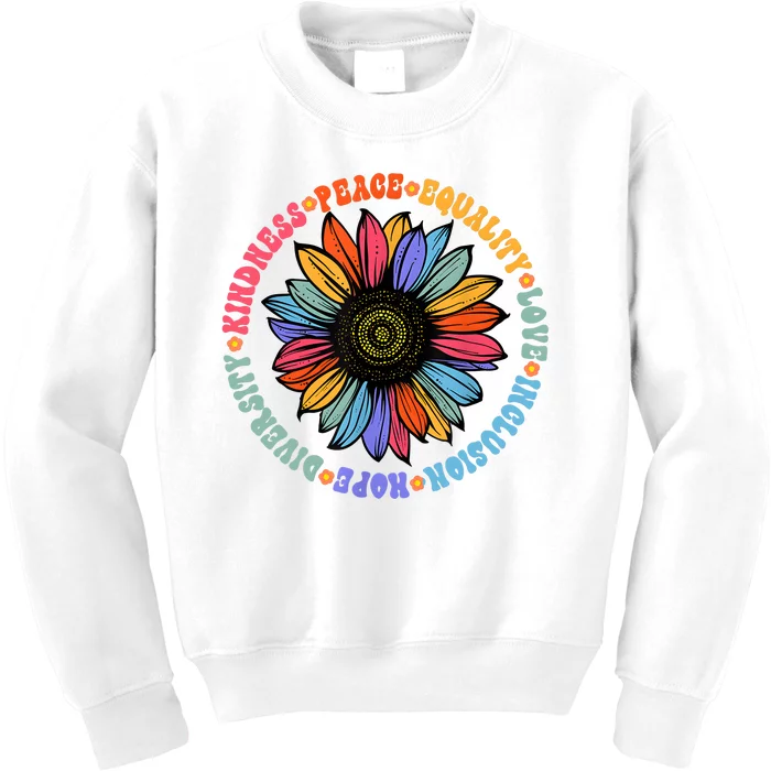 Kindness Peace Equality Love Hope Diversity Human Rights Kids Sweatshirt