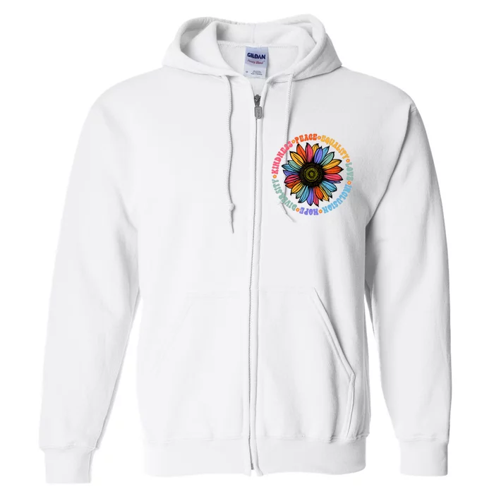 Kindness Peace Equality Love Hope Diversity Human Rights Full Zip Hoodie