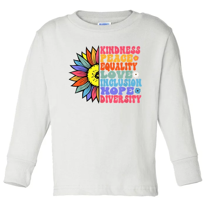 Kindness Peace Equality Love Hope Diversity Human Rights Toddler Long Sleeve Shirt