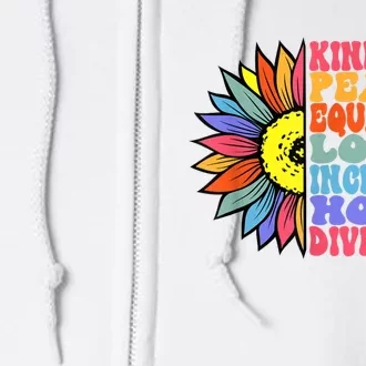 Kindness Peace Equality Love Hope Diversity Human Rights Full Zip Hoodie