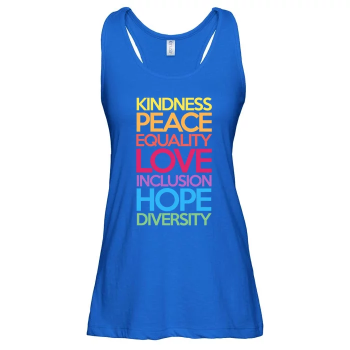 Kindness Peace Equality Love Inclusion Hope Diversity Funny Gift Ladies Essential Flowy Tank