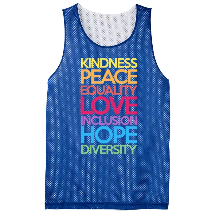 Kindness Peace Equality Love Inclusion Hope Diversity Funny Gift Mesh Reversible Basketball Jersey Tank