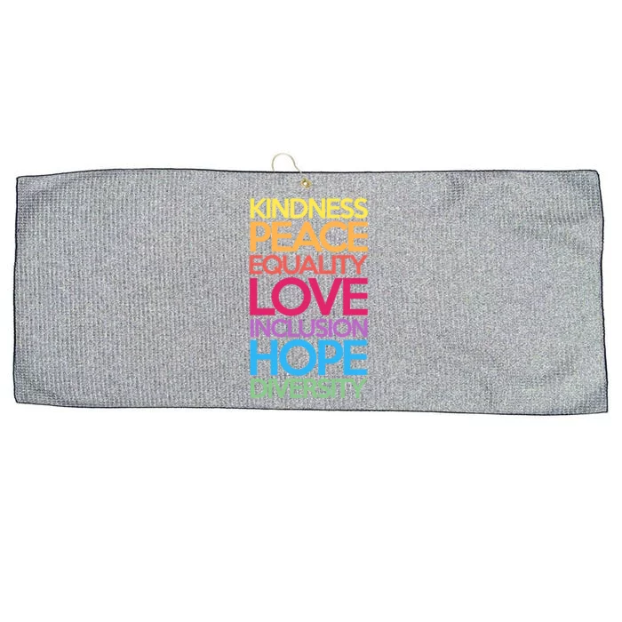 Kindness Peace Equality Love Inclusion Hope Diversity Funny Gift Large Microfiber Waffle Golf Towel