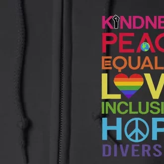 Kindness Peace Equality Inclusion Diversity Human Rights Full Zip Hoodie