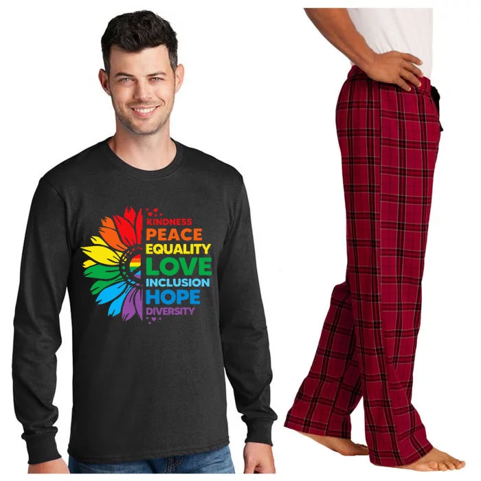 Kindness Peace Equality Love Inclusion Hope Diversity Flower Long Sleeve Pajama Set