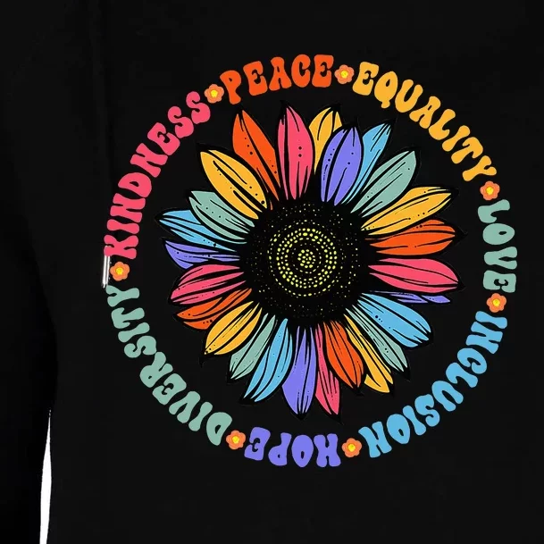 Kindness Peace Equality Love Hope Diversity Human Rights Womens Funnel Neck Pullover Hood