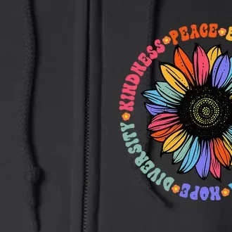 Kindness Peace Equality Love Hope Diversity Human Rights Full Zip Hoodie