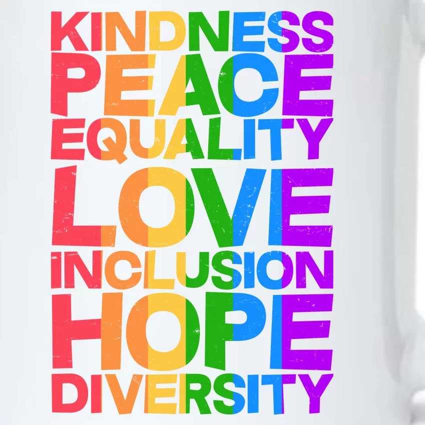 Kindness Peace Equality Love Inclusion Hope Diversity Black Color Changing Mug