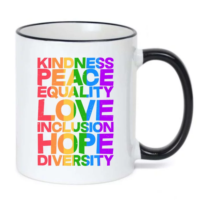 Kindness Peace Equality Love Inclusion Hope Diversity Black Color Changing Mug