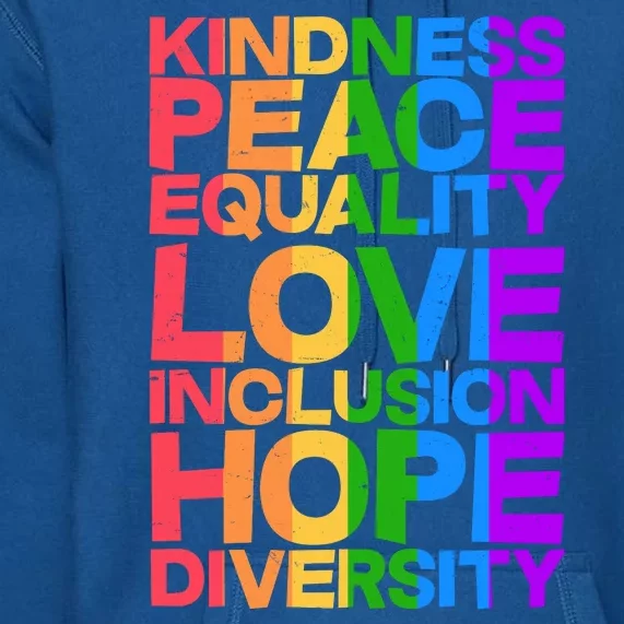 Kindness Peace Equality Love Inclusion Hope Diversity Premium Hoodie