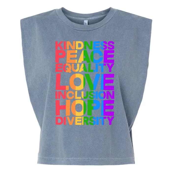 Kindness Peace Equality Love Inclusion Hope Diversity Garment-Dyed Women's Muscle Tee