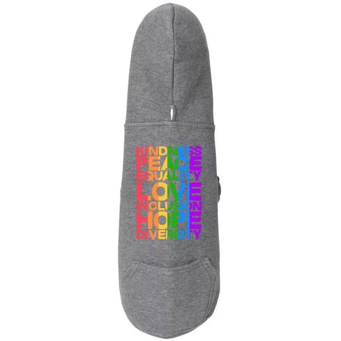 Kindness Peace Equality Love Inclusion Hope Diversity Doggie 3-End Fleece Hoodie