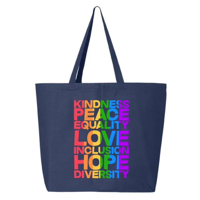 Kindness Peace Equality Love Inclusion Hope Diversity 25L Jumbo Tote