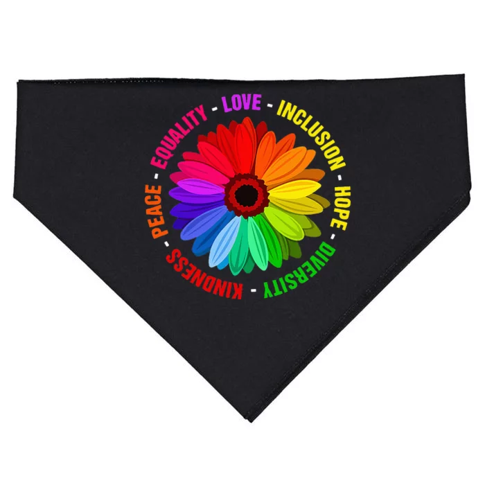 Kindness Peace Equality Love Inclusion Hope Diversity USA-Made Doggie Bandana