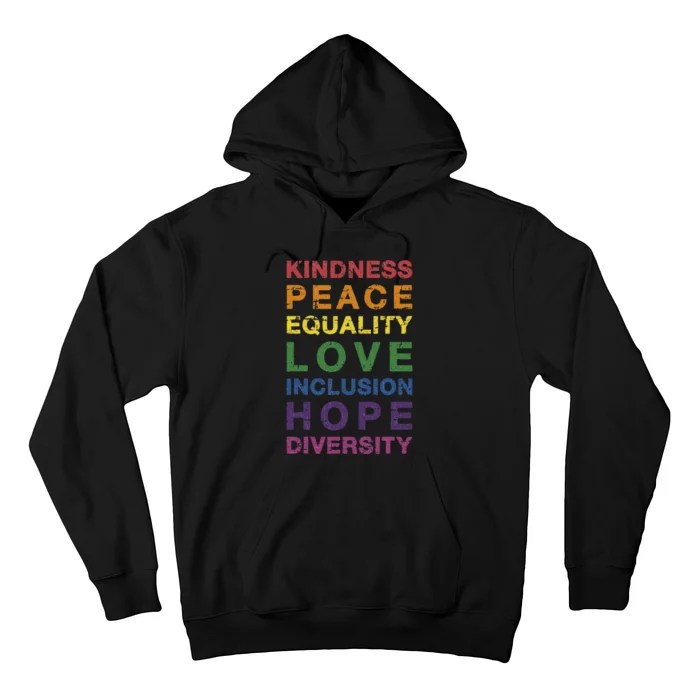 Kindness peace equality rainbow flag for pride month Hoodie