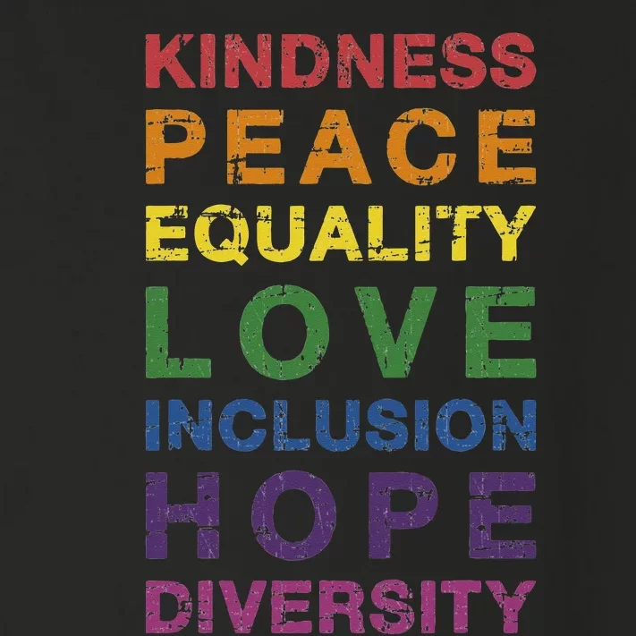 Kindness peace equality rainbow flag for pride month Toddler Long Sleeve Shirt