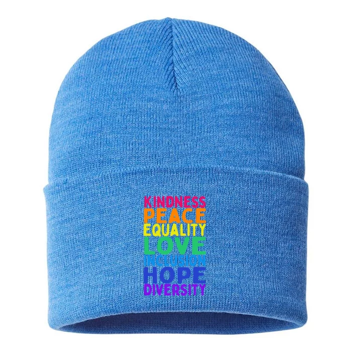 Kindness Peace Equality Inclusion Diversity Hu Rights Gift Sustainable Knit Beanie