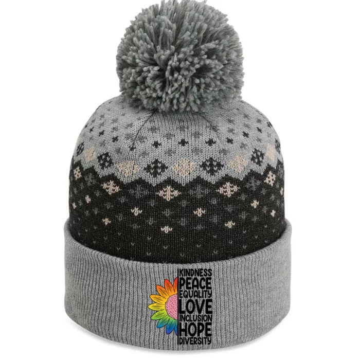 Kidness Peace Equality Love Inclusion Hope Diversity The Baniff Cuffed Pom Beanie